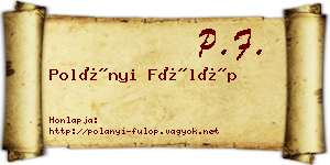 Polányi Fülöp névjegykártya